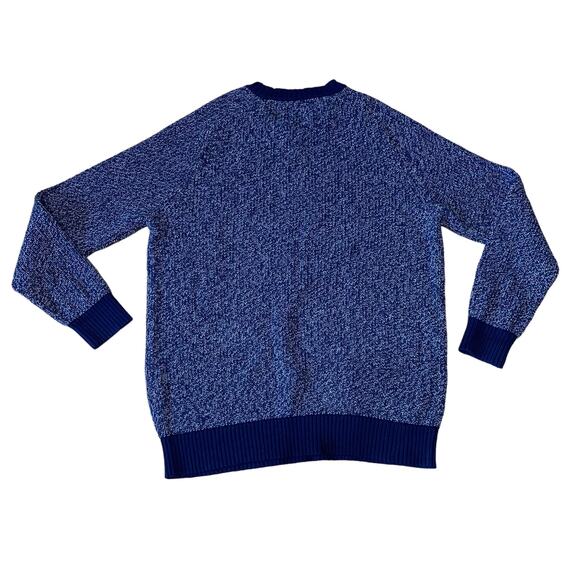 Lands’ End Drifter Men’s Knit Crew Neck Sweater in Navy/Marled Blue Size Large - Picture 4 of 7